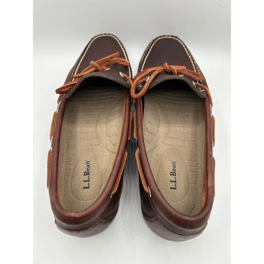 LL Bean Men Handsewn Moccasins Dark Brown Leather Boat Shoes Sz 11.5 D 130448